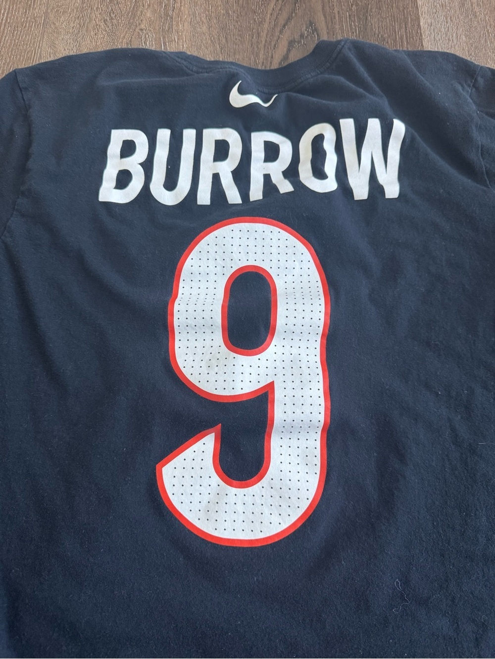 Men's Black Cincinnati Bengals #9 Tee Shirt Burrow Size Large - Picture 5 of 5